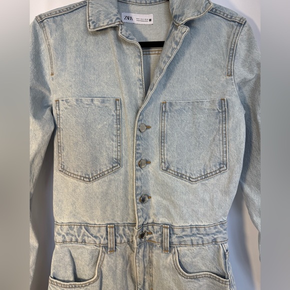 Zara Light Blue Denim Jumpsuit - Picture 3 of 4